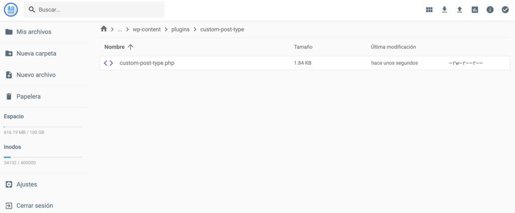 Administrador de archivos de Hostinger