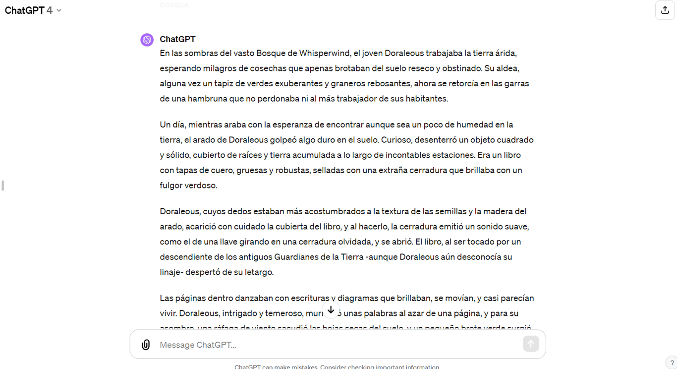 Ejemplo de narraci&oacute;n en ChatGPT-4.