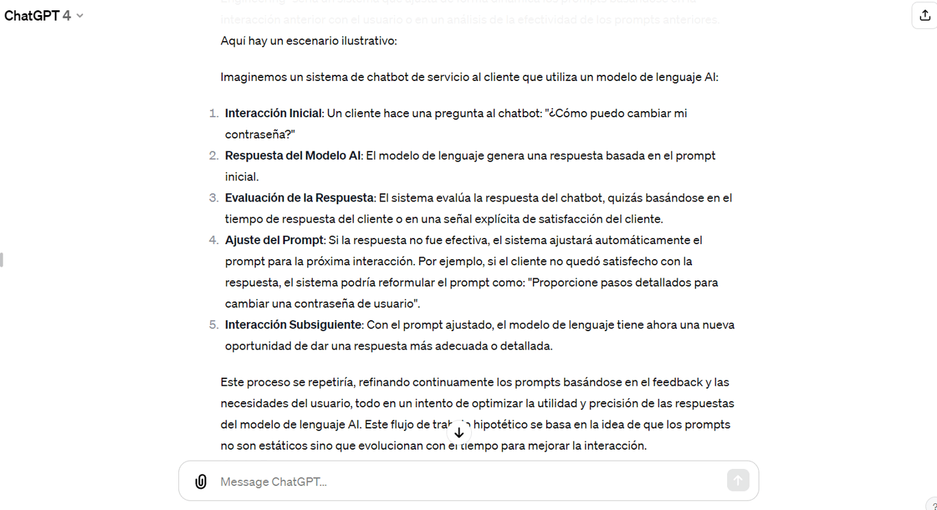 ChatGPT explica en qu&eacute; consiste el flujo de trabajo del Automatic Prompt Engineering.
