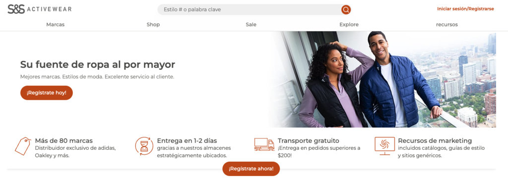 Página de inicio de S&S Activewear