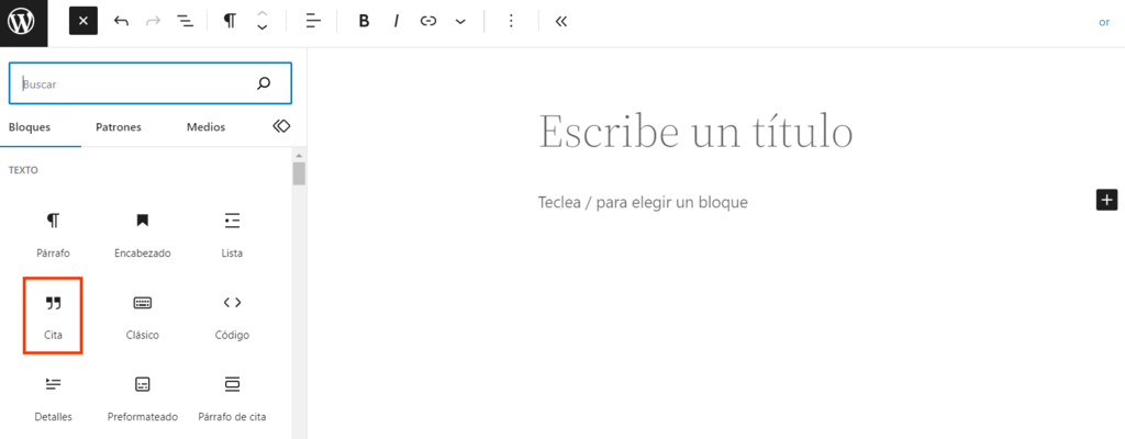 Bloque de Cita de Gutenberg