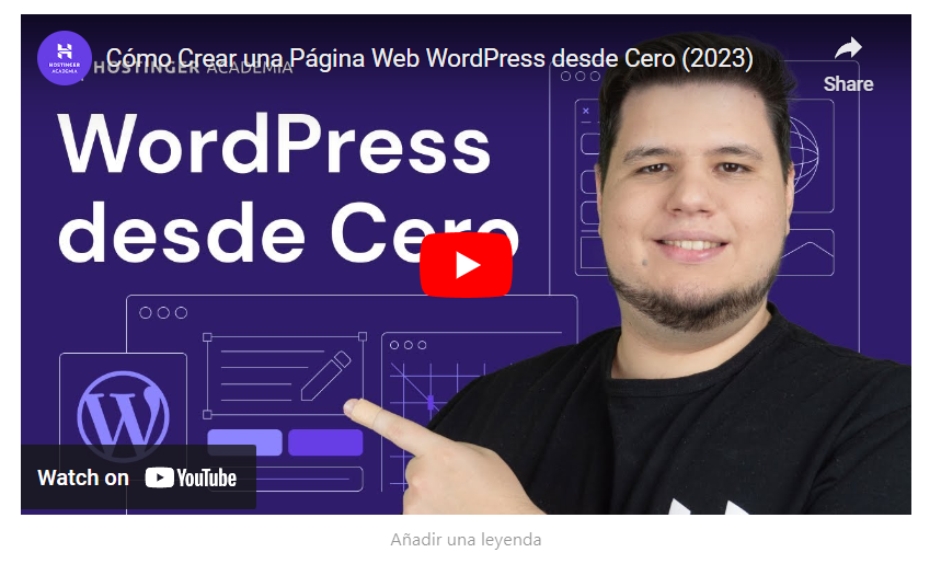 Ejemplo de video a&ntilde;adido en Gutenberg