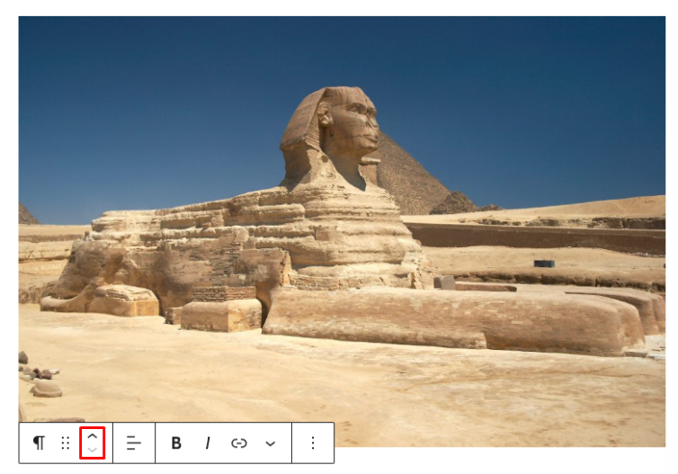 Opci&oacute;n de flechas de Gutenberg