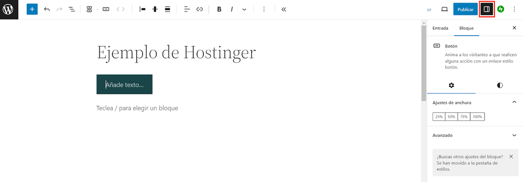 Panel de configuraci&oacute;n de Gutenberg WordPress