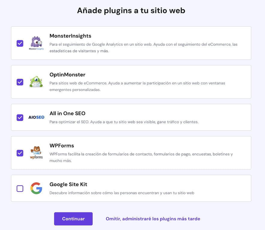 Añadir plugins predeterminados de WordPress