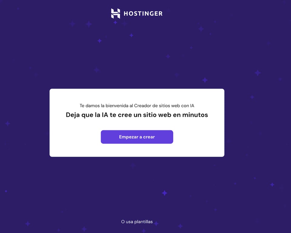 Fase para Empezar a crear una web con el Creador de Hostinger