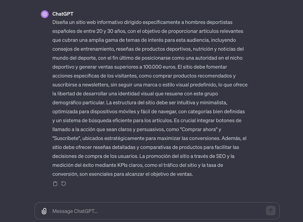 Ejemplo de prompt en ChatGPT