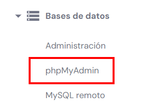 phpMyAdmin es hPanel