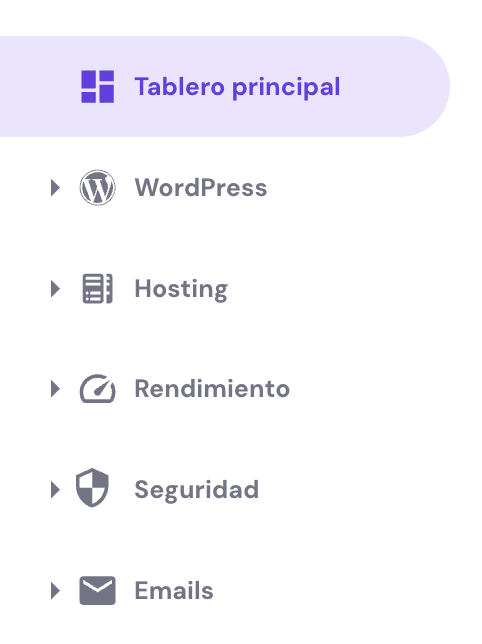 Enfoque de men&uacute; en hPanel