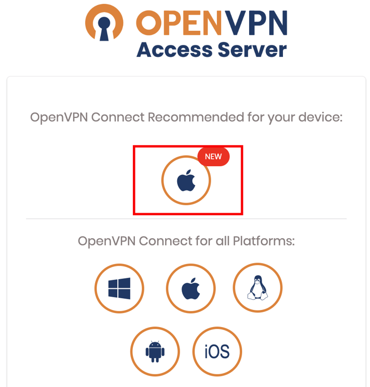 La vista principal del panel del cliente OpenVPN para una m&aacute;quina macOS