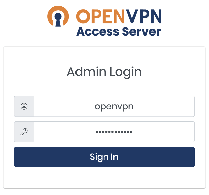 La p&aacute;gina principal de acceso a OpenVPN