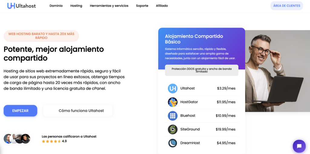 Sitio web de Ultahost