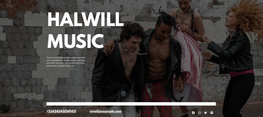 Plantilla Halwill Music del Creador de sitios web de Hostinger