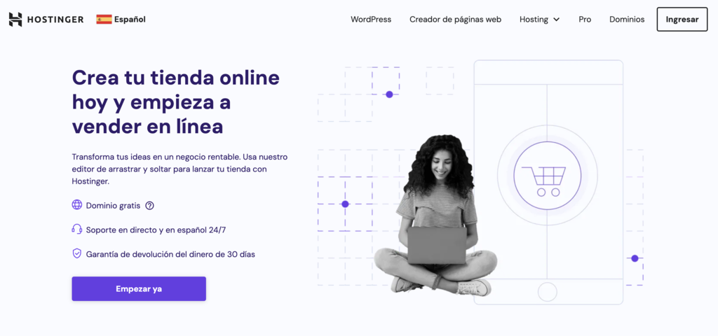 Sitio web de tienda online de Hostinger