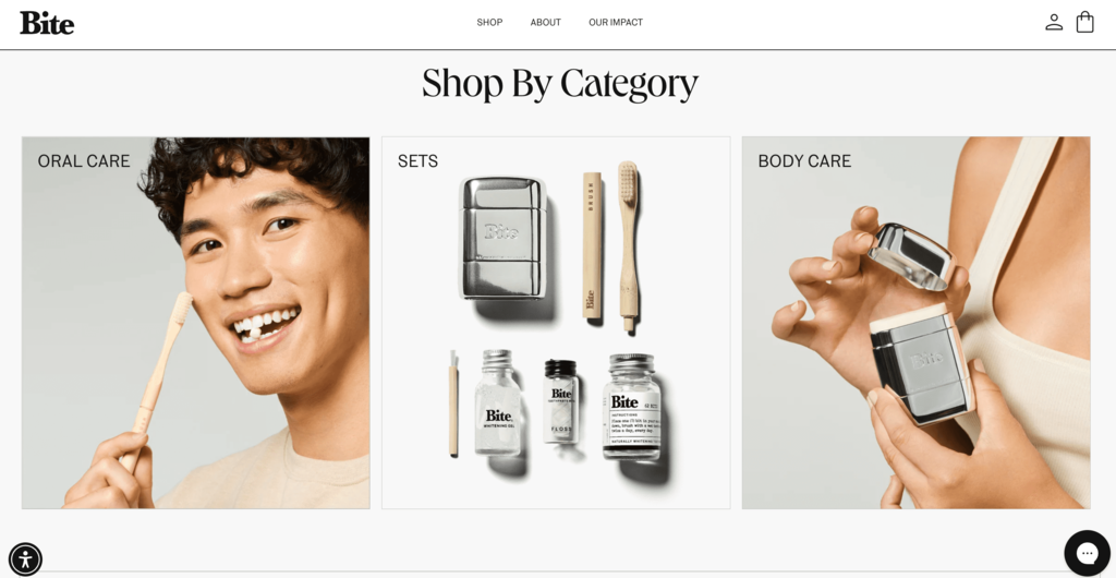 Ejemplo de eCommerce Bite Toothpaste Bits