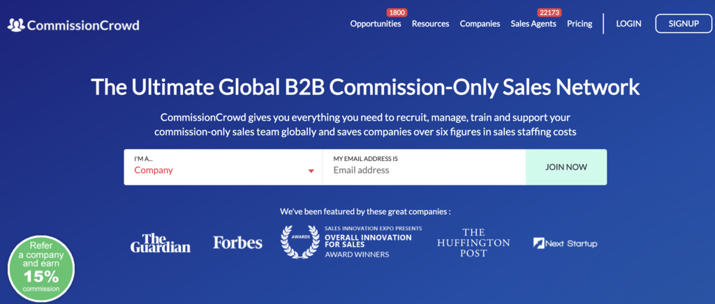 Commission Crowd, un sitio web para agentes de venta independientes