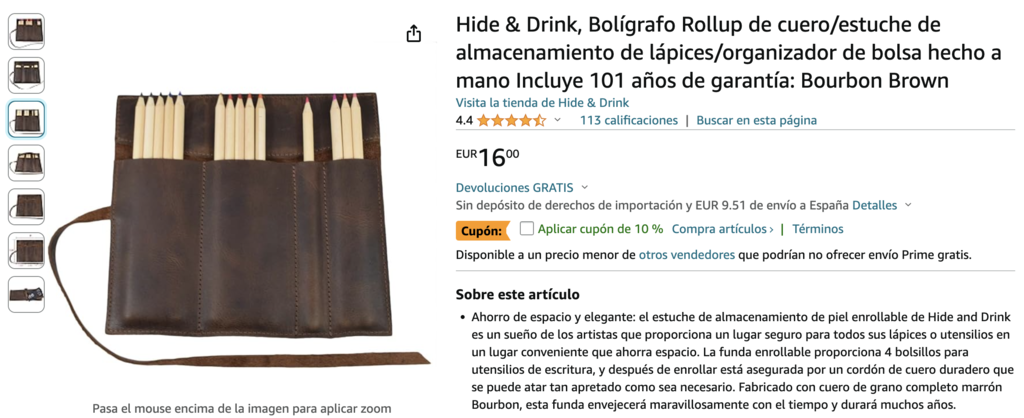Ejemplo de cartuchera para hacer y vender de Amazon