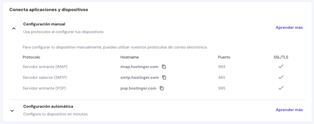 Conectar aplicaciones y dispositivos en hPanel