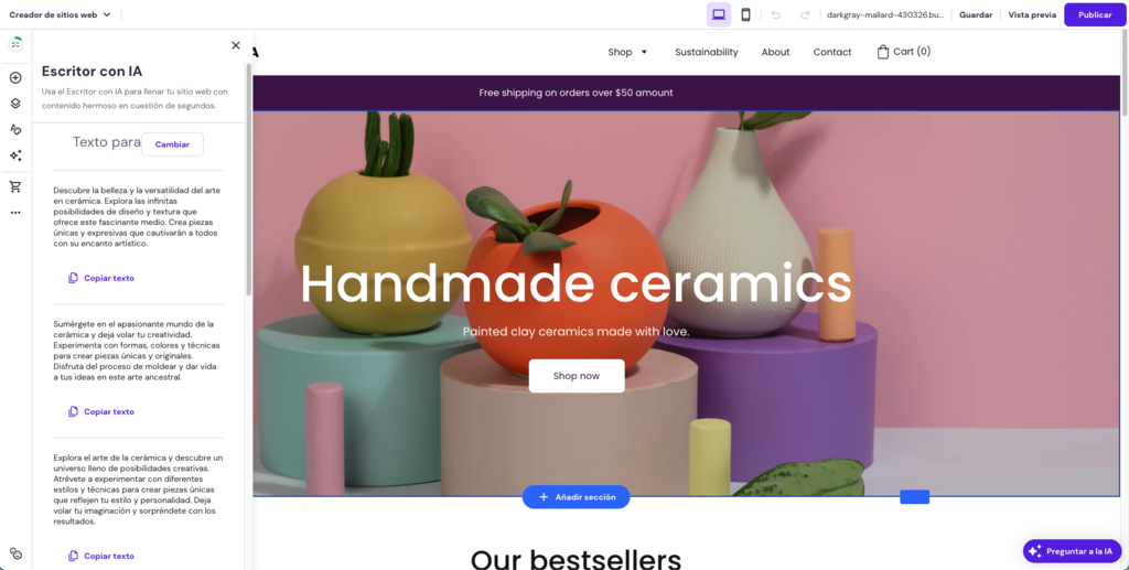 Escritor con IA de Hostinger