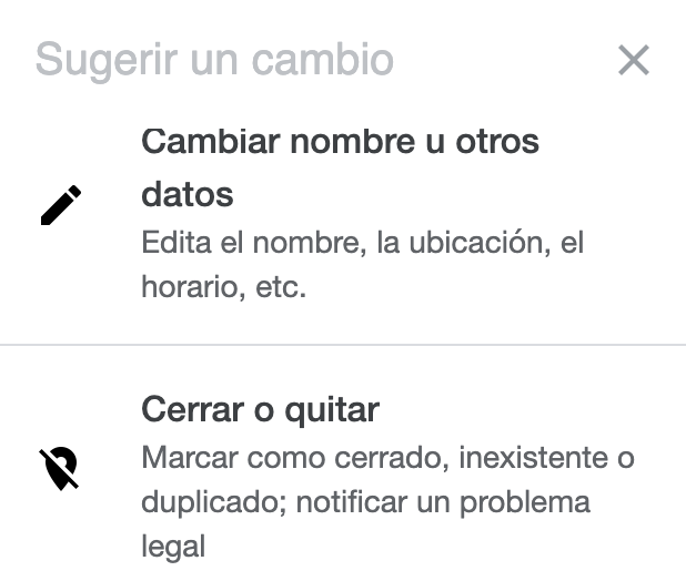Opción para reportar GMB inapropiado en Google