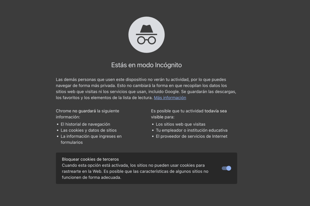 Modo incognito de Google Chrome