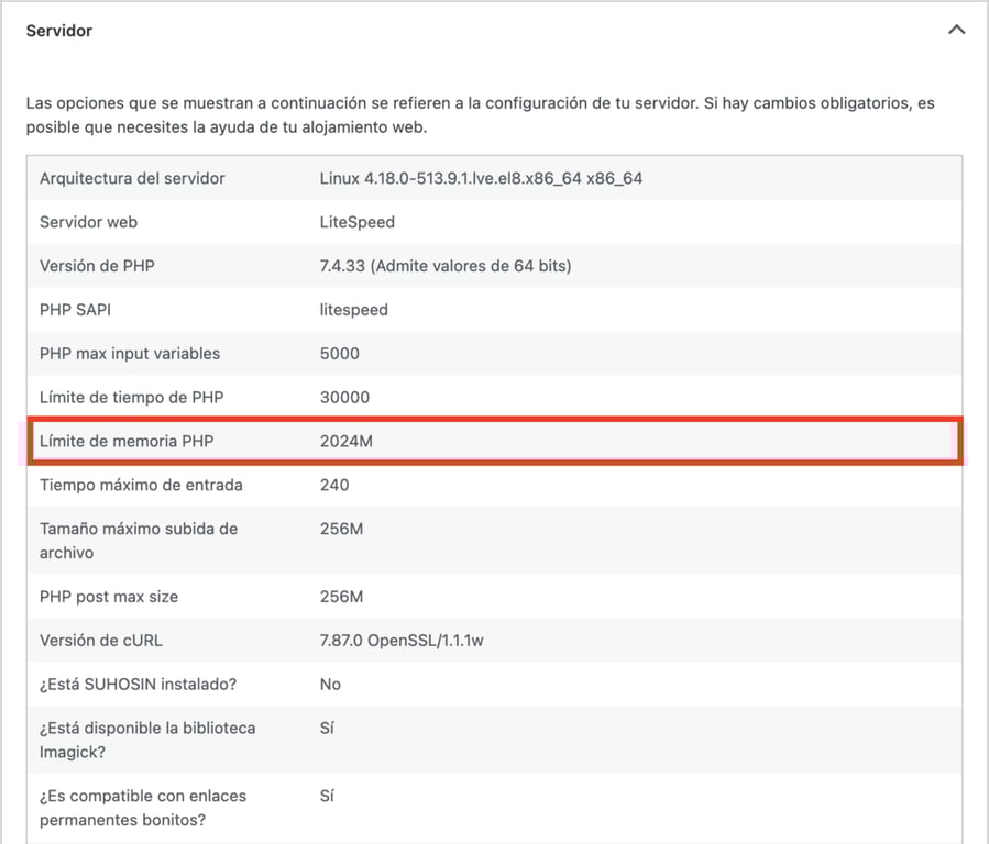 L&iacute;mite de memoria PHP 