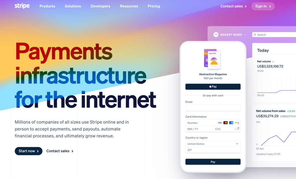 Página web de Stripe