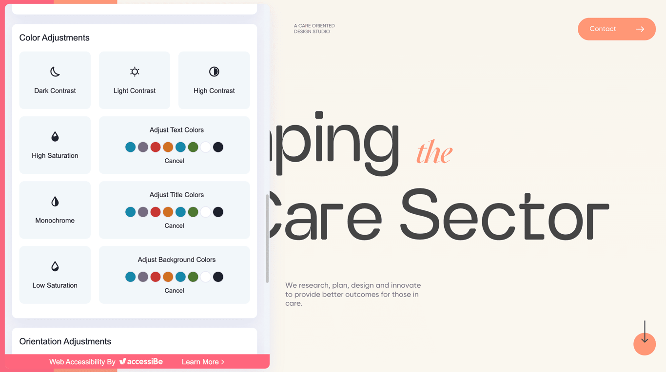 Opciones de accesibilidad de Display