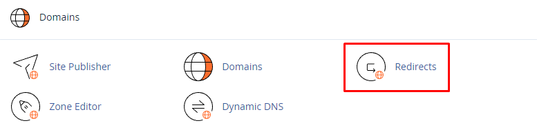 Sección de dominios de cPanel