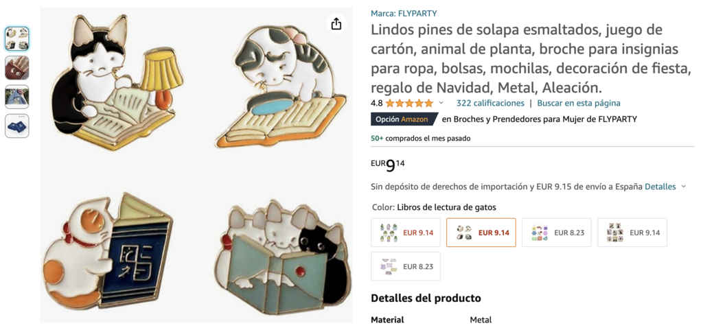 Ejemplo de pins para hacer y vender de Amazon