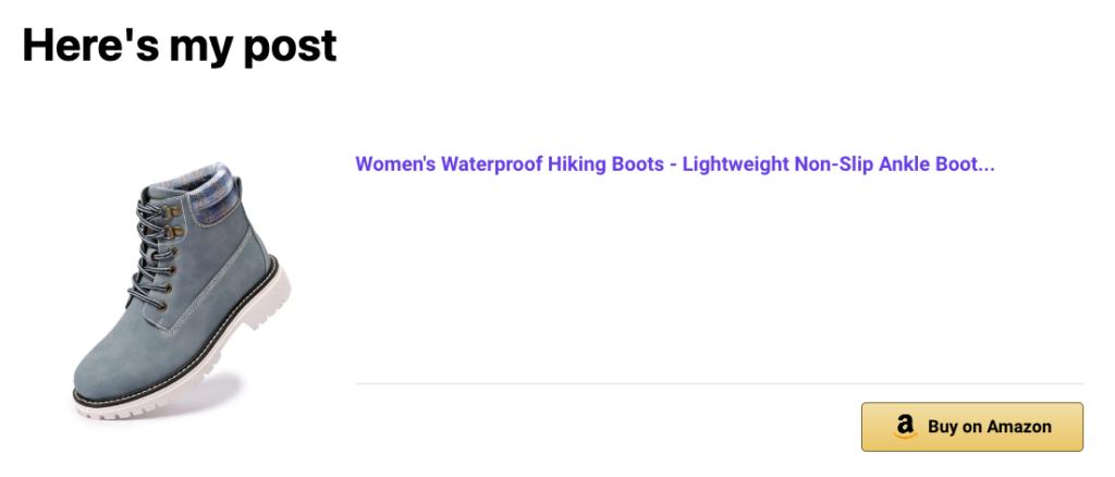 Ficha de producto único de Amazon en WordPress