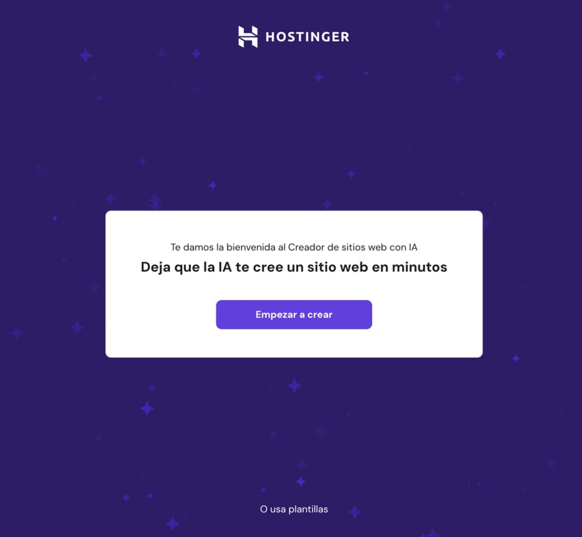 Asistente de creador web de Hostinger