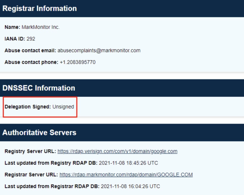 Ejemplo de DNSSEC en Whois