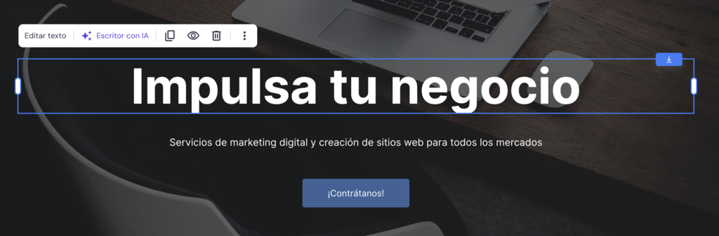 Ejemplo de sitio web en el Creador web de Hostinger