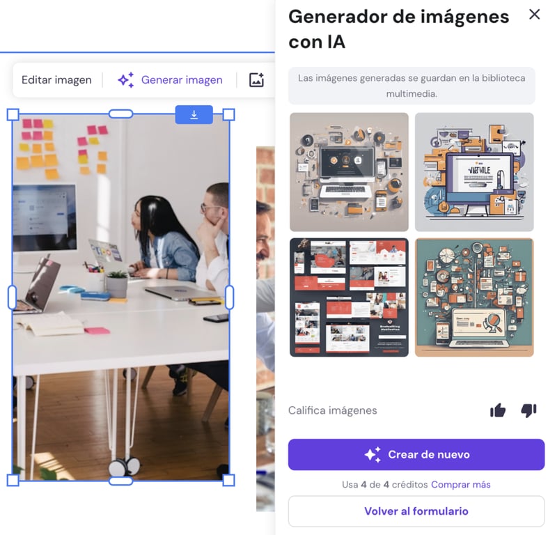 Generador de im&aacute;genes con IA de Hostinger