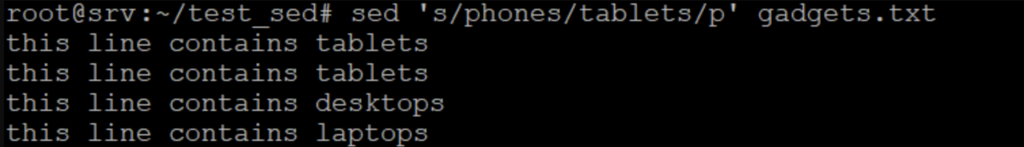 Ejemplo sed para duplicar la l&iacute;nea sustituida con la bandera /p