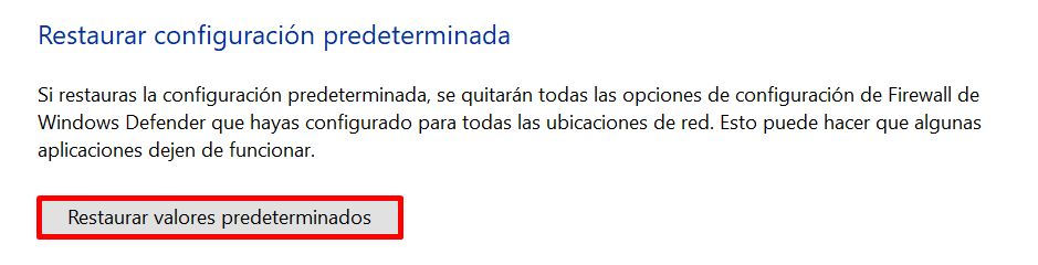 Bot&oacute;n de Restaurar valores predeterminados