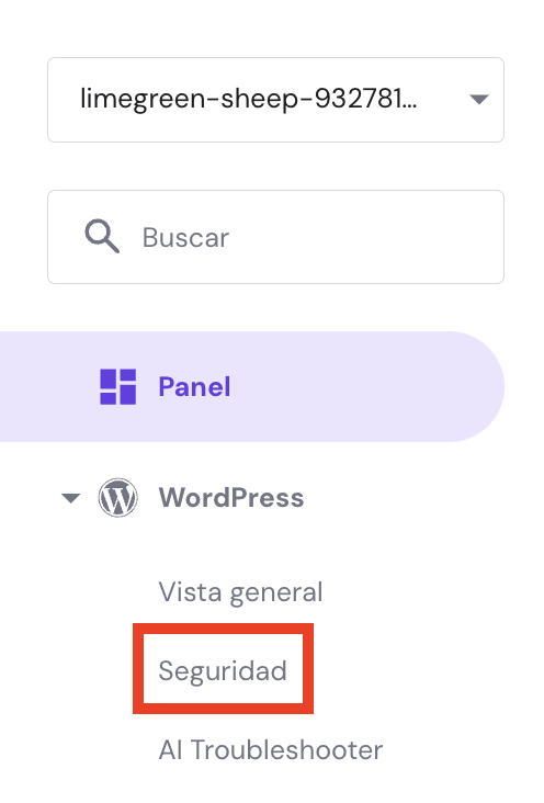 Menú de WP en hPanel