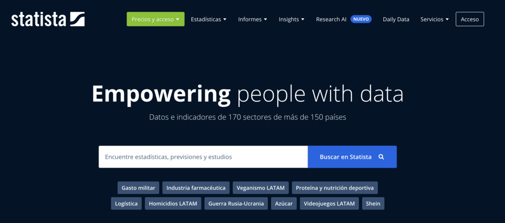 Sitio web de Statista