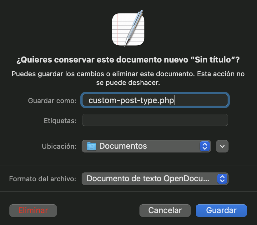 Guardar texto en TextEdit