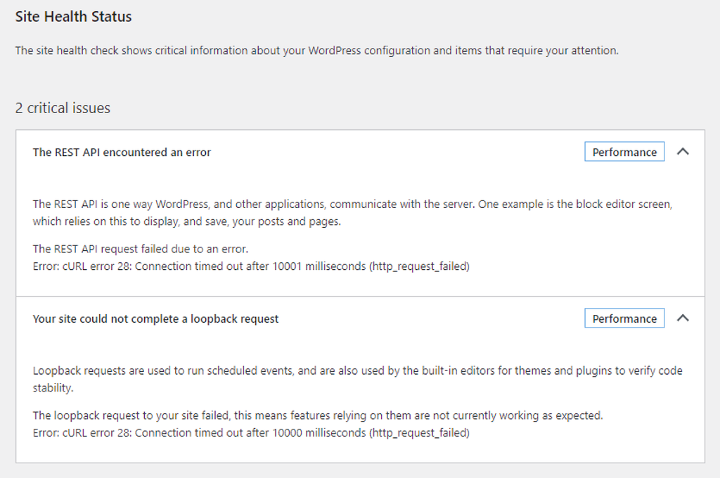 Salud del sitio web en WordPress