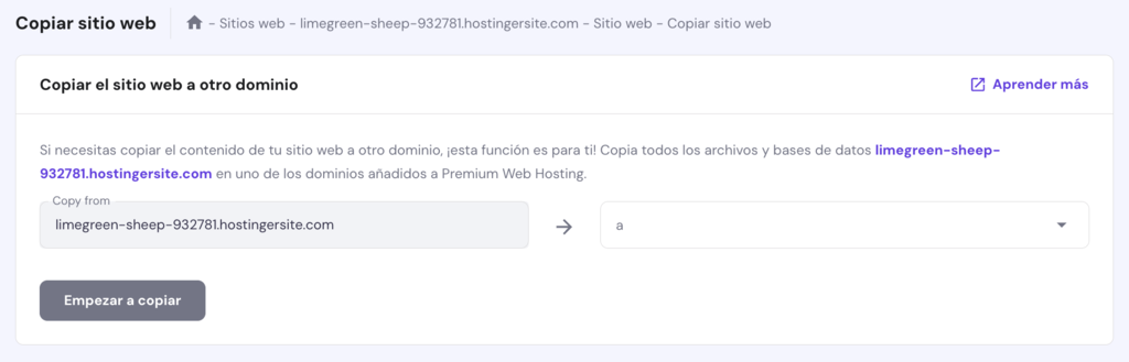 Copiar sitio web desde hPanel