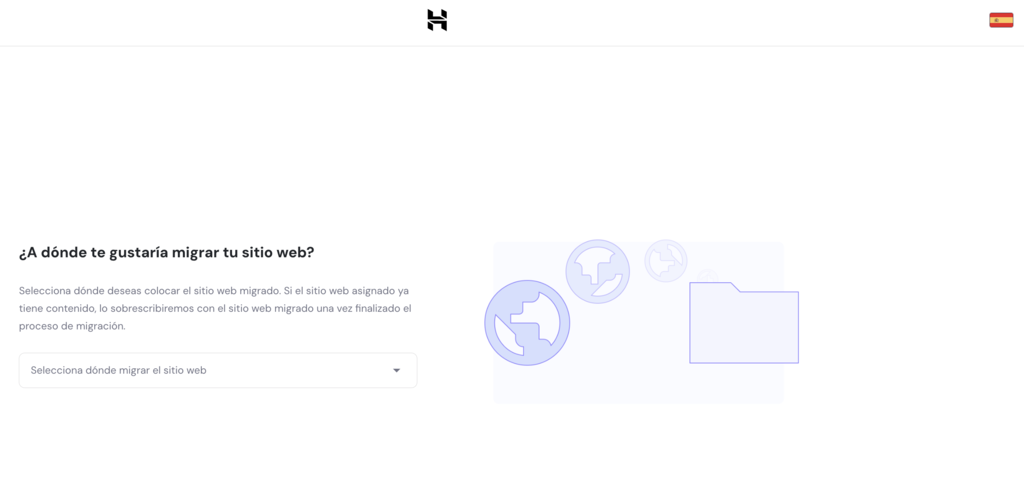 Opciones de destino de migraci&oacute;n web de Hostinger