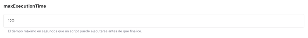Casilla de tiempo m&aacute;ximo de ejecuci&oacute;n en hPanel