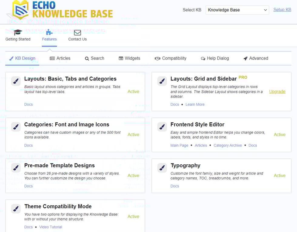 Características de diseño de Echo Knowledge Base