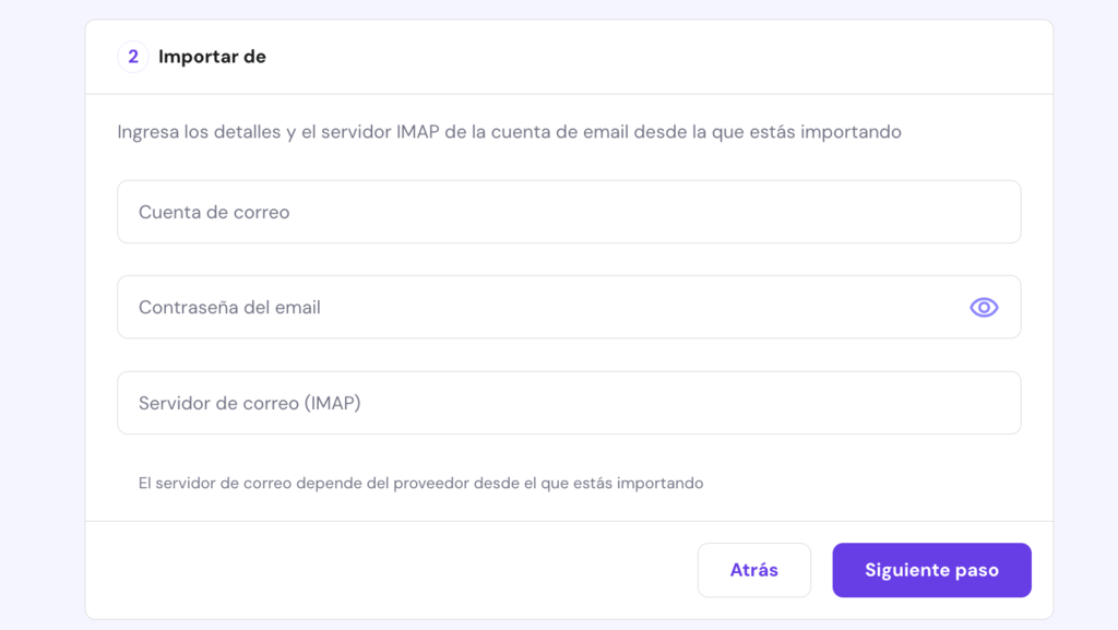 Pasos para importar desde otra cuenta de correo