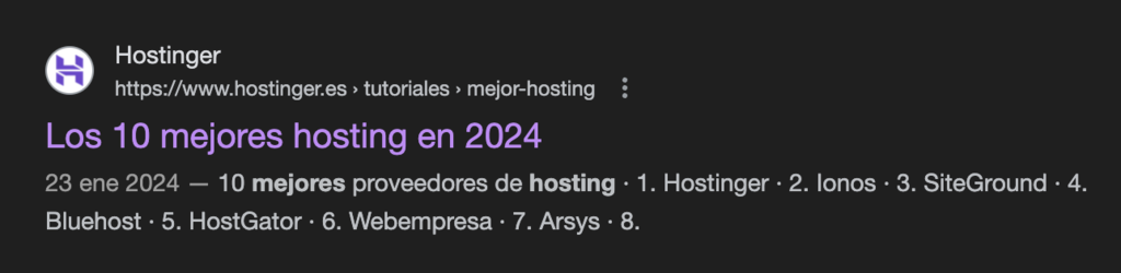 Ejemplo de metat&iacute;tulo en la SERP de Google