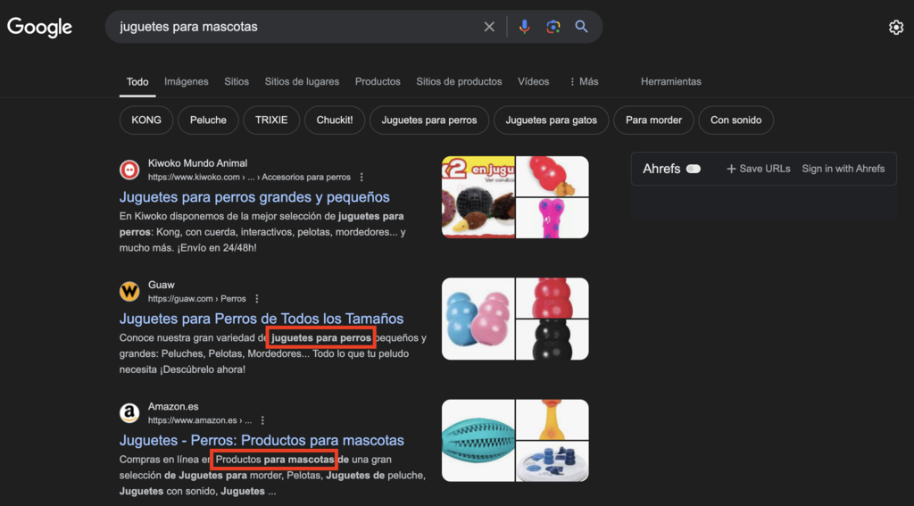 Ejemplo de b&uacute;squeda en Google