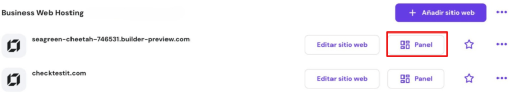 Bot&oacute;n de hPanel de Hostinger