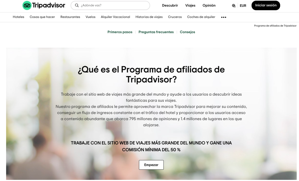 Sitio web de Tripadvisor